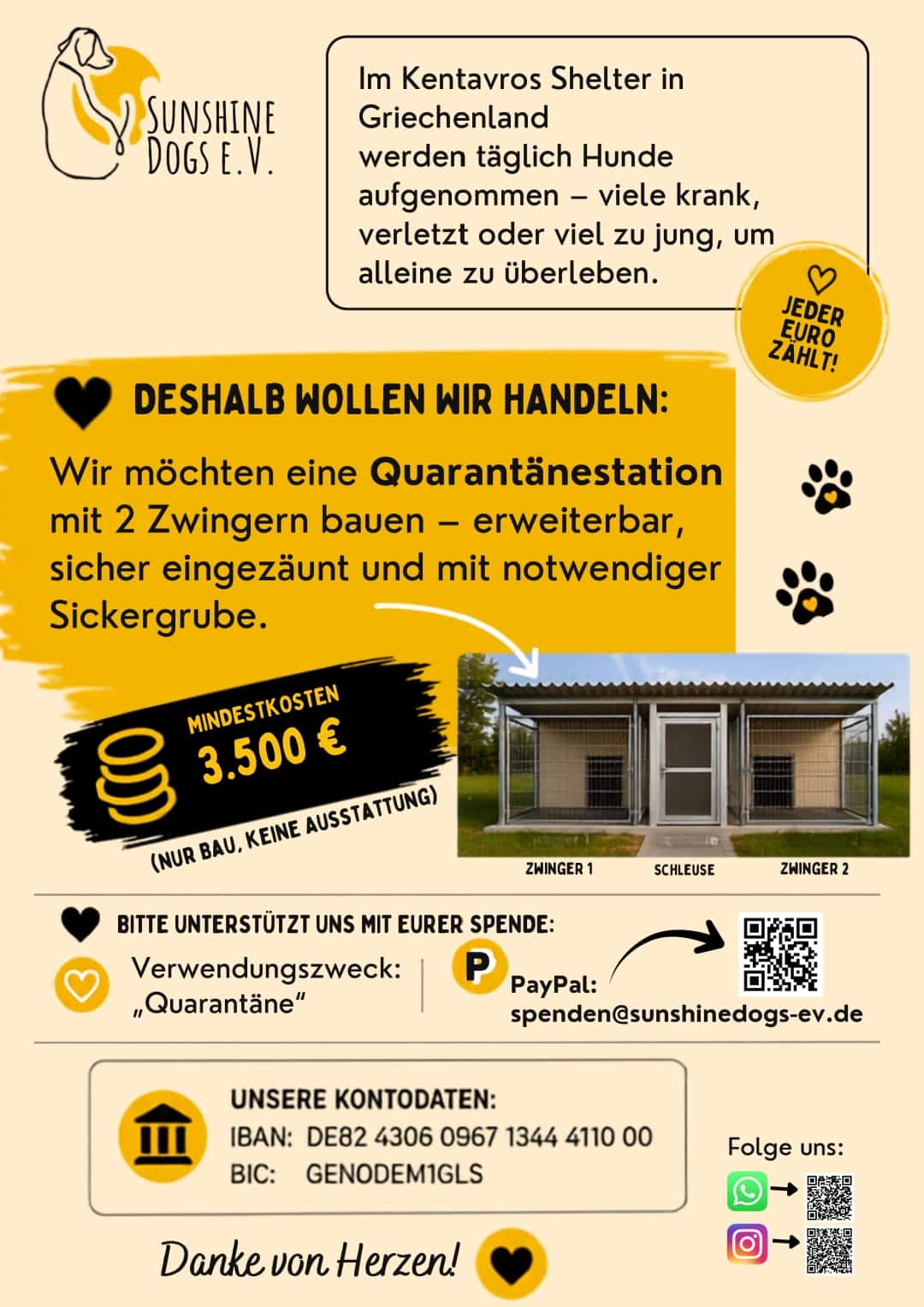 Spendenaufruf: Quarantänestation für das Kentavros Shelter